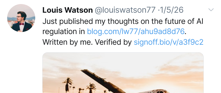 Post with verified human badge